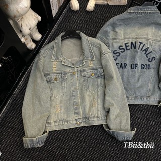 [Follow shop nhận mã 10k] Áo khoác jean denim bò dài tay thêu chữ sau HiNa QCCC QCL1 AK0036