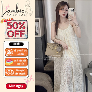Đầm bầu thiết kế, váy bầu mùa hè dáng babydoll thiết kế 2 dây, vải ren cao cấp 2 lớp, phù hợp mặc đi dao phố, đi biển