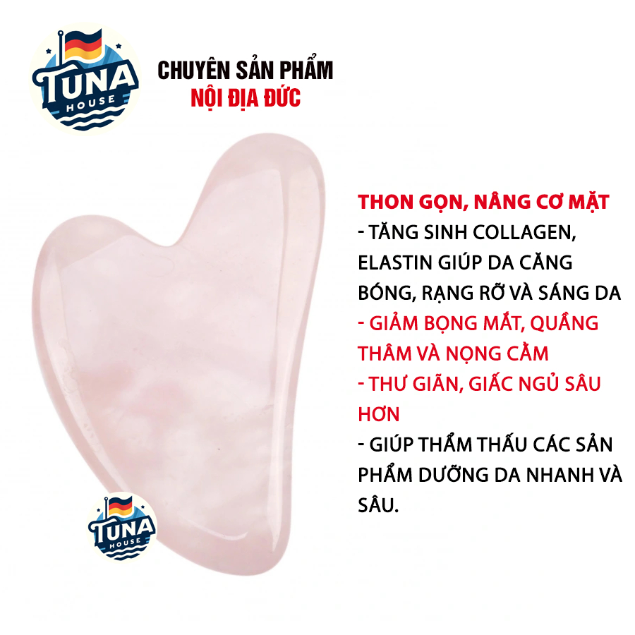 [ Hàng Đức ] Đá Thạch Anh Guasha Massage Mặt, Guasha Hồng Cao Cấp Giúp Nâng Cơ, Trẻ Hoá, Thon Gọn Mặ