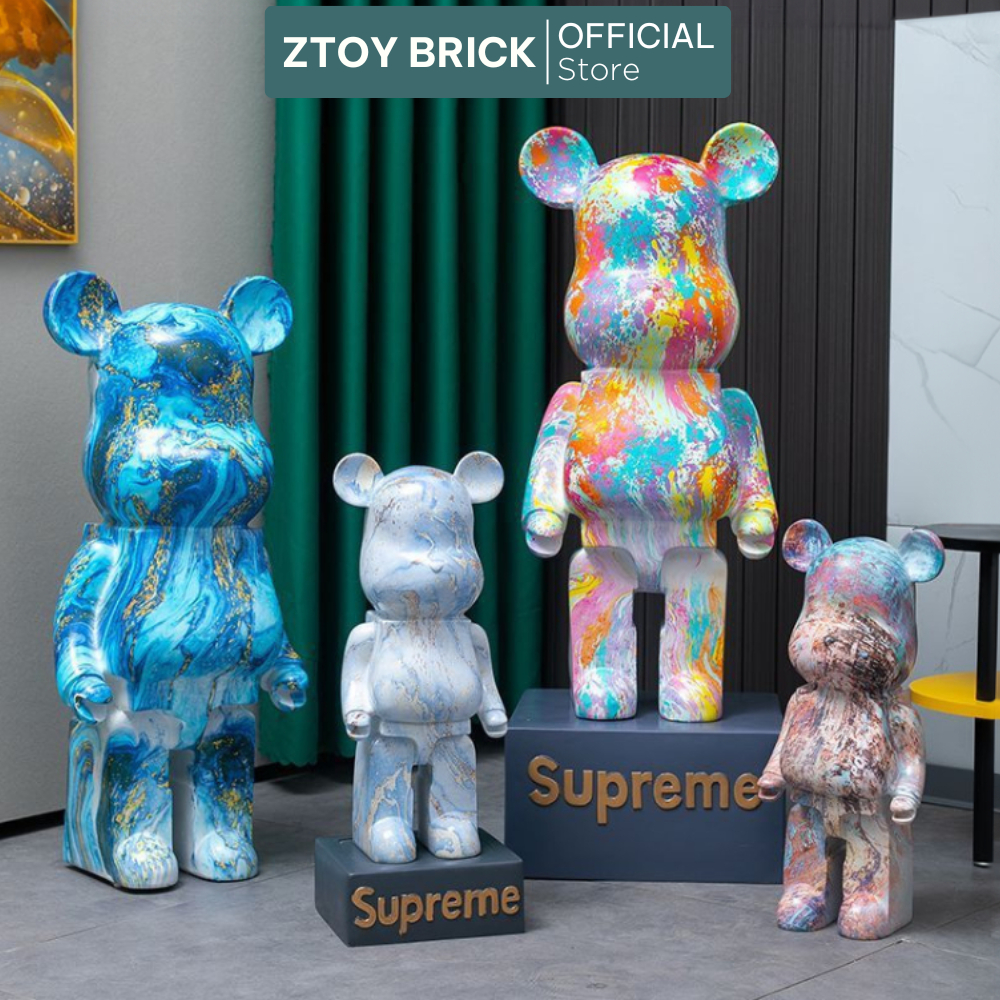 [ 50CM - 80CM  ] Bearbrick 50cm Màu Sơn Nhúng, Gấu Bearbrick Đổ Loang Màu, Đính Kim Sa , Sơn Tĩnh Đi