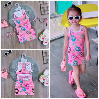 Đầm body hở lưng labubu cho bé gái dễ thương