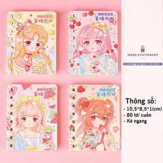 Sổ tay cute hoạt hình đẹp dễ thương, sổ tay ghi chép lò xo mini nhỏ gọn bỏ túi 80 trang a7 có dòng kẻ