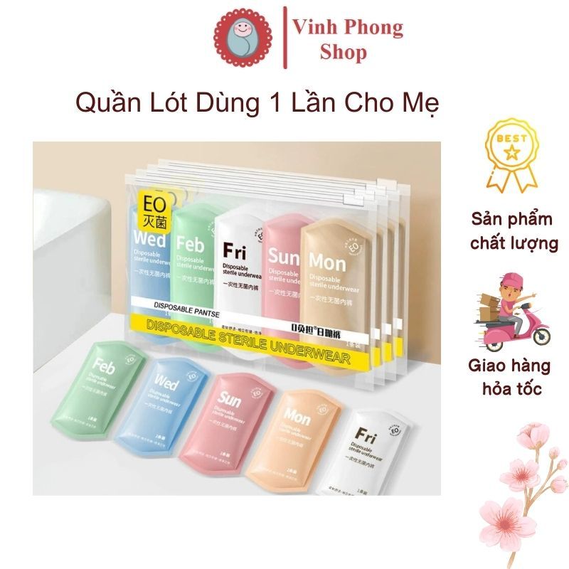 Set 5 Quần Lót Dùng 1 Lần Cho Nữ, Vải Cotton Cao Cấp Thích Hợp Đi Du Lịch, Set Quần Lót Nữ Cotton