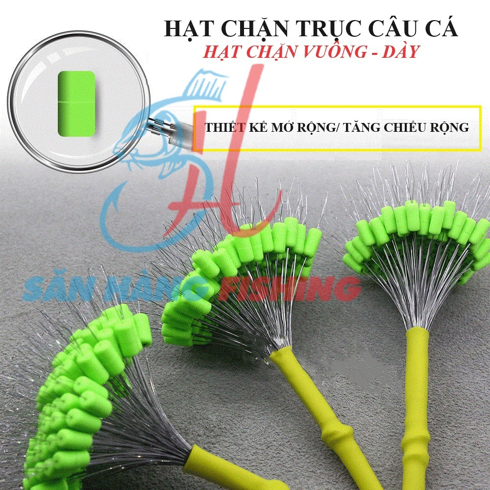 (Fisher's man) - Hạt Chặn Vuông, Set 100 Hạt Chặn Silicon, Hạt Chặn Phao Câu Đài, Chặn Phao Câu Cá