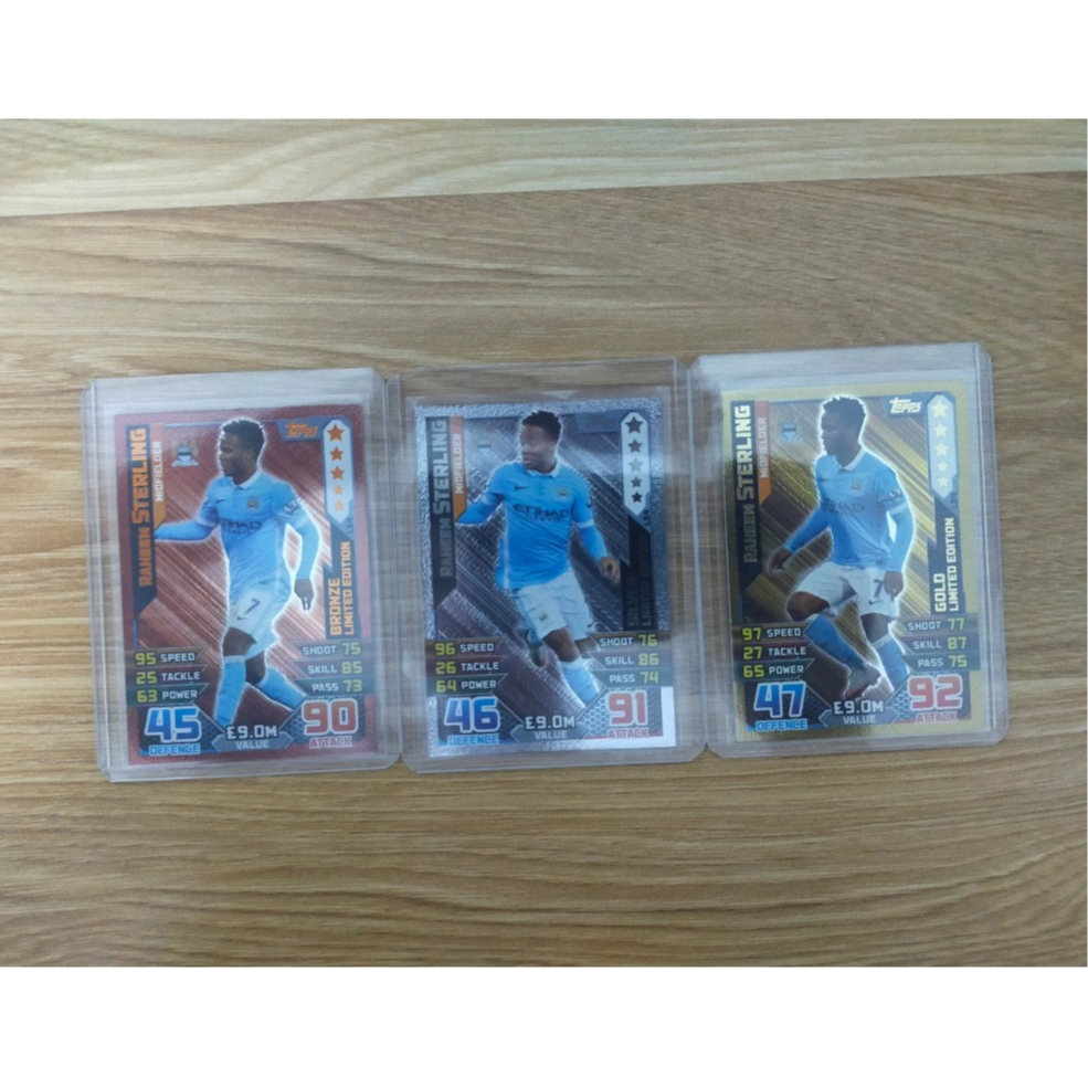 Thẻ Bóng Đá Topps Match Attax 15/16 Raheem Sterling Full Set 3 thẻ Limited Edition - Manchester City