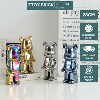    28CM   TƯỢNG MÔ HÌNH GẤU BEARBRICK CHẤT LIỆU GỐM MẠ TĨNH ĐIỆN CAO CẤP TRANG TRÍ DECOR CỬA HÀNG   BÀN LÀM VIỆC 