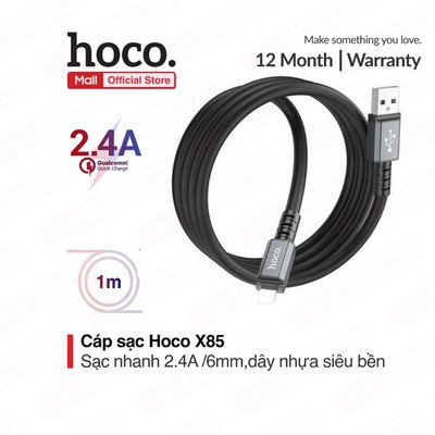 Cáp sạc nhanh và truyền dữ liệu Hoco X85 USB to IP dùng cho ip7/8/X/11/12/13/14 dài 1M