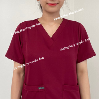 Đồng phục Spa màu Đỏ Đô, Bộ quần áo y tế, Áo blue dược sĩ, Bộ Scrubs bác sĩ, Áo Blouse, Áo y tá Nam nữ vải Cao Cấp