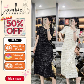Váy bầu thiết kế, đầm bầu mùa hè dáng babydoll họa tiết chấm bi, váy thiết kế phân tầng sành điệu, vải nhập hàn cao cấp