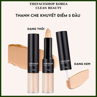 Che khuyết điểm 2 đầu che quầng thâm mụn đốm nâu tàn nhang che môi thâm The Face Shop fmgt Concealer Dual Veil 4.3g/3.8g