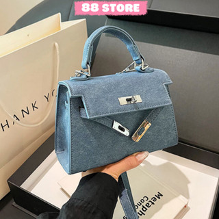 Túi xách nữ đeo chéo có quai xách da pu cao cấp hoạ tiết jean đi chơi,đi tiệc dạo phố sang chảnh B-303