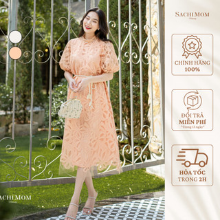 Đầm bầu sachimom - váy bầu suông kèm dây cột eo ren họa tiết daisy dress