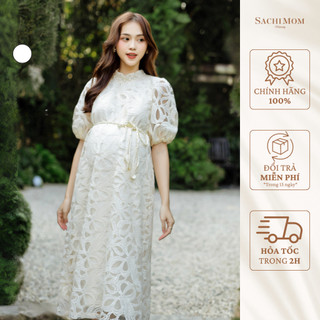 Đầm bầu sachimom - váy bầu suông kèm dây cột eo ren họa tiết daisy dress