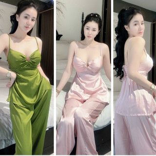 Đồ Bộ 2 Dây Khoen Ngực Có Mút, Chất Latin Mềm Mịn Free Size 40-57kg