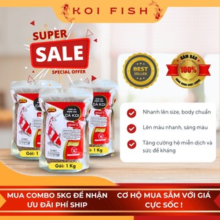 2 kg cám cá koi king feed siêu tăng trưởng 42% độ đạm, thức ăn cho cá koi king feed