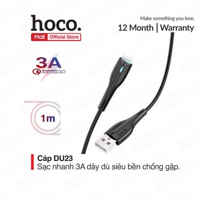 Cáp sạc nhanh 3A Hoco DU23 USB to IP dài 1m dây dù siêu bền dành cho Smartphone/ip