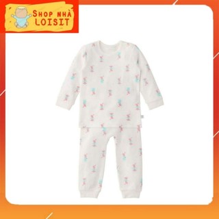 Bộ dài tay Moimoln cho bé gái vải chần bông mỏng cotton 2 lớp