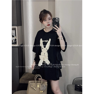 Váy nỉ thỏ đính nơ tơ