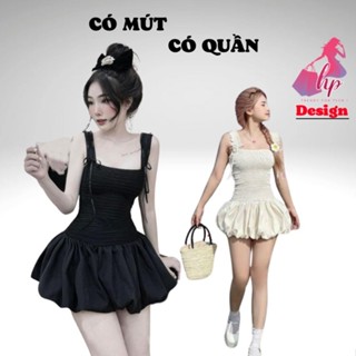Đầm body nữ dáng ngắn tùng bí 2 dây có mút, váy kiểu  màu đen tôn dáng sang chảnh đi tiệc đi chơi hàn quốc G942
