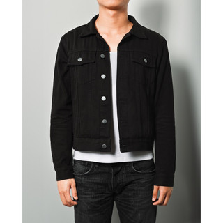 Áo khoác jeans crop dày dặn màu Đen NGO - Black Crop Denim Jacket