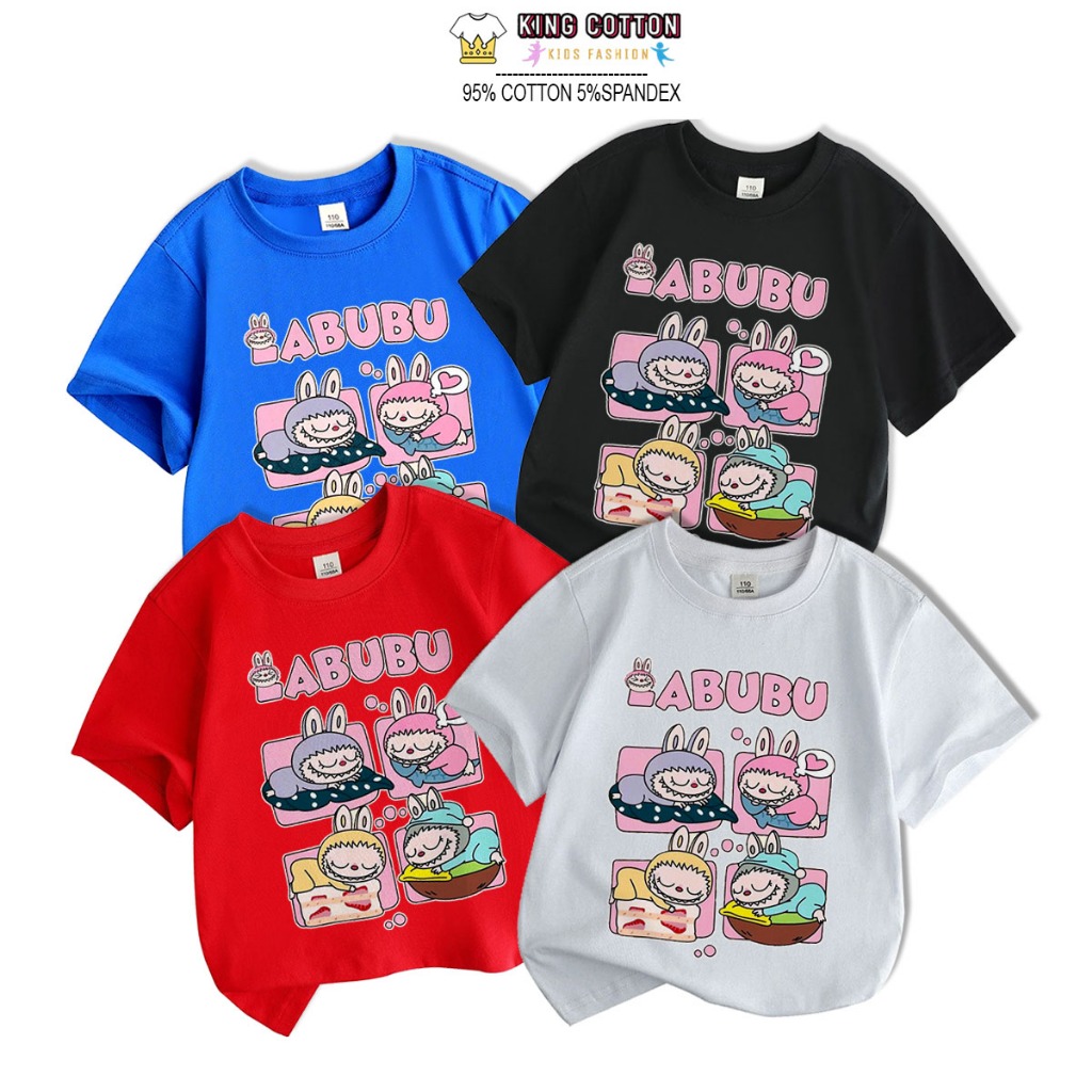 Áo Thun Cotton Trẻ Em LABUBU ART 5, Áo Thun Big Size từ 7-60kg, 4 Màu áo, Cotton 4 Chiều Chính Phẩm