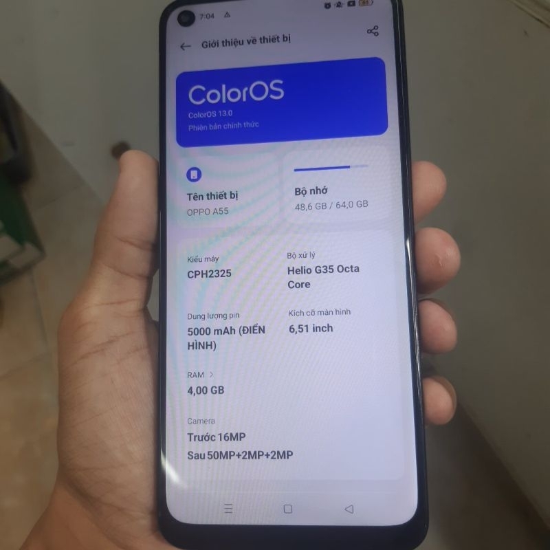 Màn hình oppo A54 4G - A55 4G - A95 4G cũ dùng chung bị liệt cảm ứng dùng test máy
