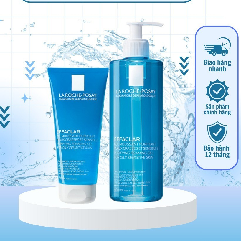Gel Rửa Mặt Tạo Bọt La Roche Posay Effaclar Foarming Gel 200ml, 400ml cho da dầu nhạy cảm NEW