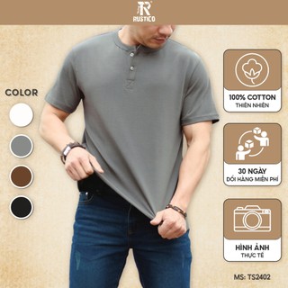 Áo thun nam basic The Rustico cổ henley 2 cúc chất liệu cotton cao cấp thấm hút phong cách vintage thoải mái TS2402