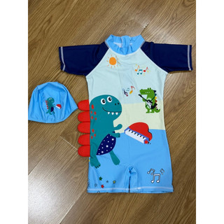 Đồ Bơi Liền Thân Bé Trai Kèm Mũ, size 120
