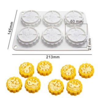 Khuôn silicon trung thu 6 ngăn hình thỏ ngọc cung trăng làm bánh kẹo đa dạng