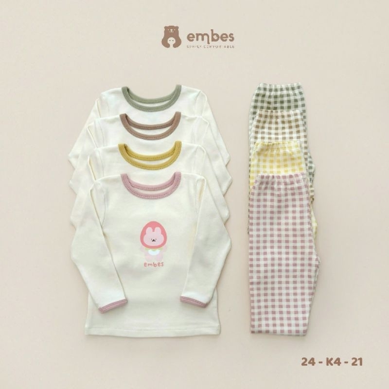 (Embes Mẫu Mới) Bộ quần áo dài tay thu đông phối quần kẻ Embes cho bé trai bé gái từ 8kg đến 18kg