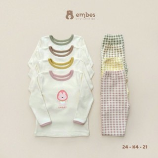 (Embes Mẫu Mới) Bộ quần áo dài tay thu đông phối quần kẻ Embes cho bé trai bé gái từ 8kg đến 18kg