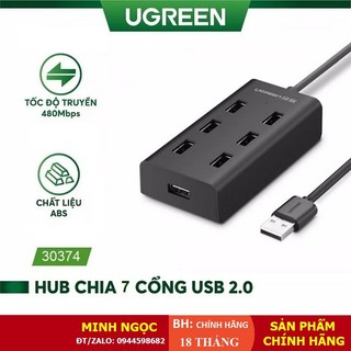 Hub bộ chia usb 2.0 ra 7 cổng, hỗ trợ mở rộng cổng usb cho máy tính, laptop, dài 1m ugreen 30374 cr133 - hàng chính hãng