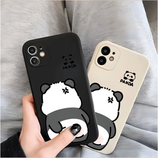  Ốp Lưng Iphone Cạnh Vuông Họa Tiết Panda Có Bảo Vệ Camera Cho IP 15 14 13 12 11 Pro Plus Promax Xsm  00177MF  