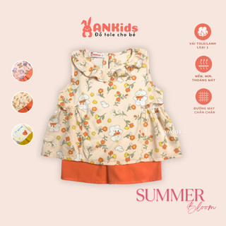 Bộ tole lanh bé gái, kiểu sát nách Babydoll, size 8-32kg