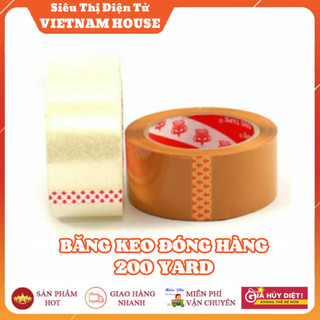 BĂNG KEO GIÁ XƯỞNG || 1 CUỘN BĂNG KEO 200 YARD TRONG & ĐỤC DÁN THÙNG ĐỘ DÍNH 0.55MIC SIÊU DAI