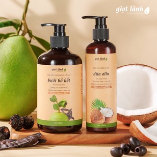 Cặp gội xả, dầu gội đầu bồ kết bưởi - Dầu xả thiên nhiên dừa oliu thuần chay kích mọc tóc Giọt Lành
