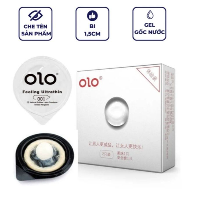 Bao Cao Su Olo Growth Trắng, Bcs Bi Silicon Tăng Chiều Dài 1.5cm, Size 52mm Ôm Vừa Vặn, Nhiều Gel