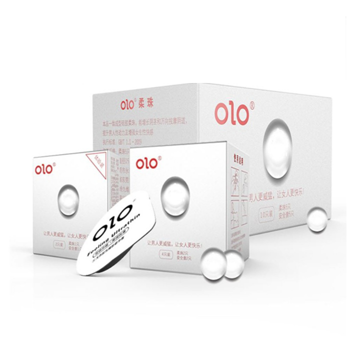 Bao Cao Su Olo Growth Trắng, Bcs Bi Silicon Tăng Chiều Dài 1.5cm, Size 52mm Ôm Vừa Vặn, Nhiều Gel