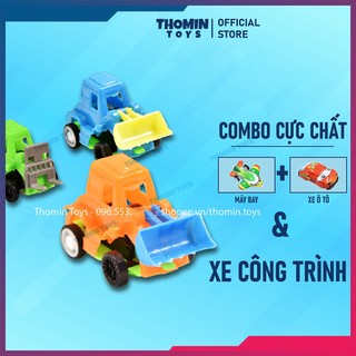 Đồ chơi xe công trình chạy cót, xe ủi công trường mini ô tô chạy cót máy bay chạy cót cho bé