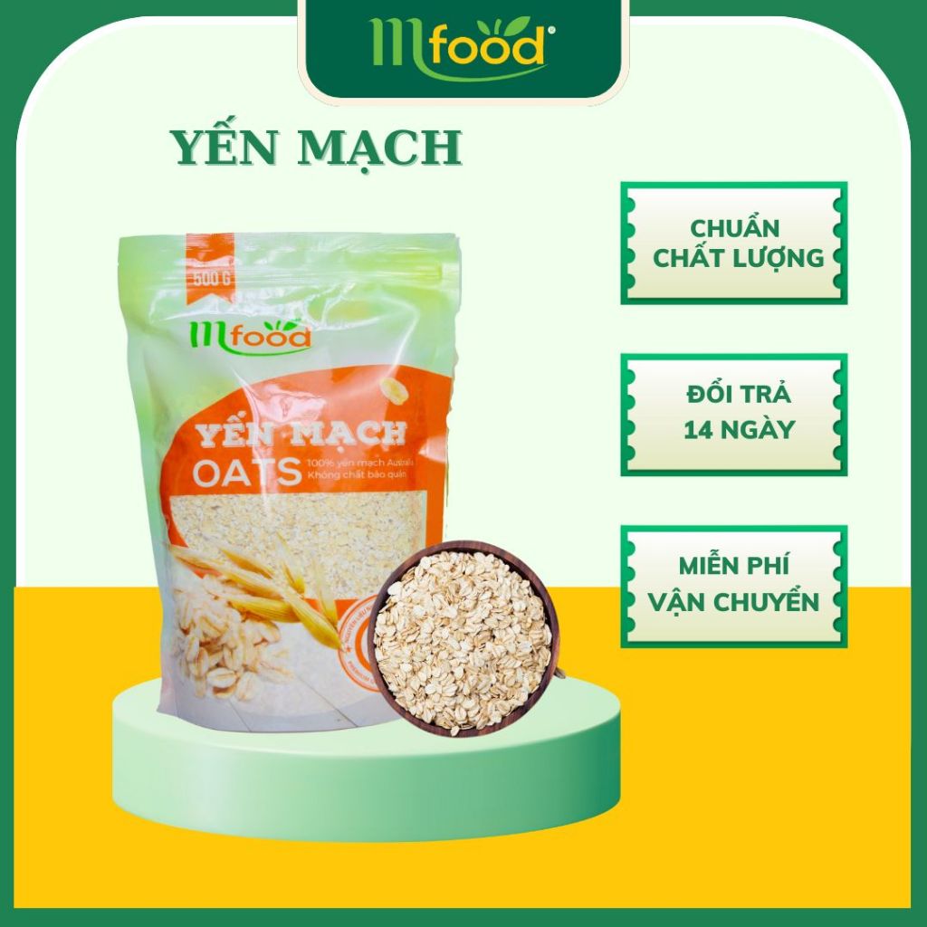 YẾN MẠCH ÚC NGUYÊN CHẤT THƯƠNG HIỆU MFOOD TÚI 500GR ( CÁN VỠ/ NGUYÊN HẠT)