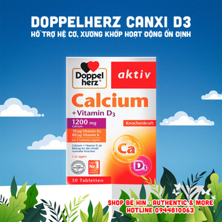 Viên uống Canxi và Vitamin D3 Doppelherz Aktiv 1200mg Đức hỗ trợ sức khỏe hệ cơ, xương khớp, 30 viên