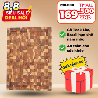 Thớt gỗ Teak cao cấp hình chữ nhật, đa dụng, dày dặn an toàn cho sức khỏe, kích thước 30cm - 35cm