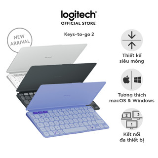 Bàn phím bluetooth Logitech Keys To Go 2 - Thiết kế mới, siêu mỏng nhẹ 222g, đa thiết bị, Win | macOS
