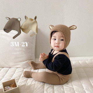 Mũ nón len cài cúc mùa đông hình tai nai cho bé size 3 tháng -1,5 tuổi - giữ ấm