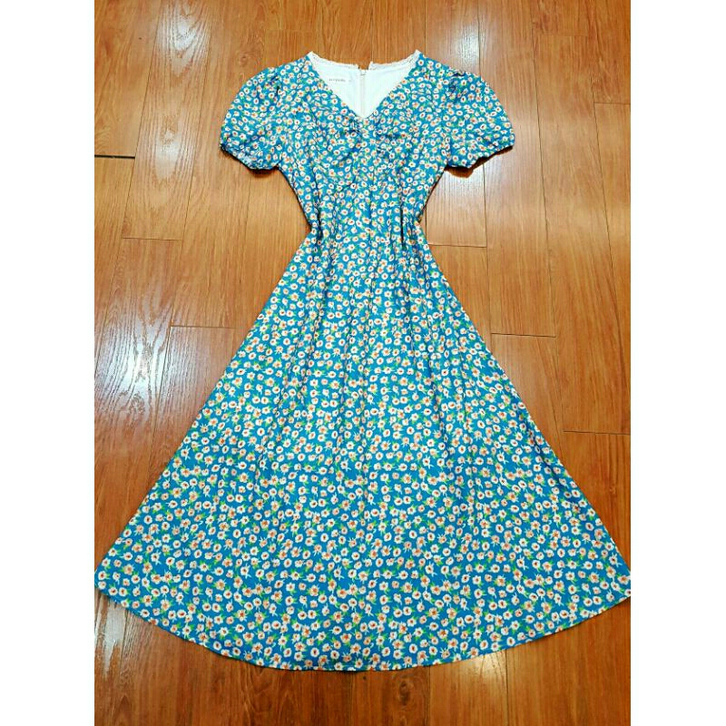 Đầm hoa xanh sz M