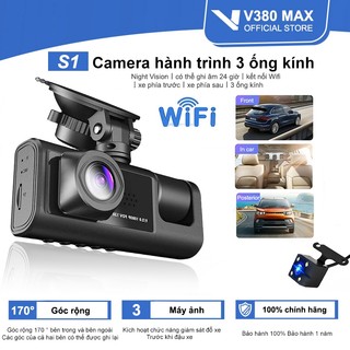 V380 max camera hành trình v380 max 3 mắt ghi hình tốc độ cao full hd 1080p hồng ngoại siêu nét