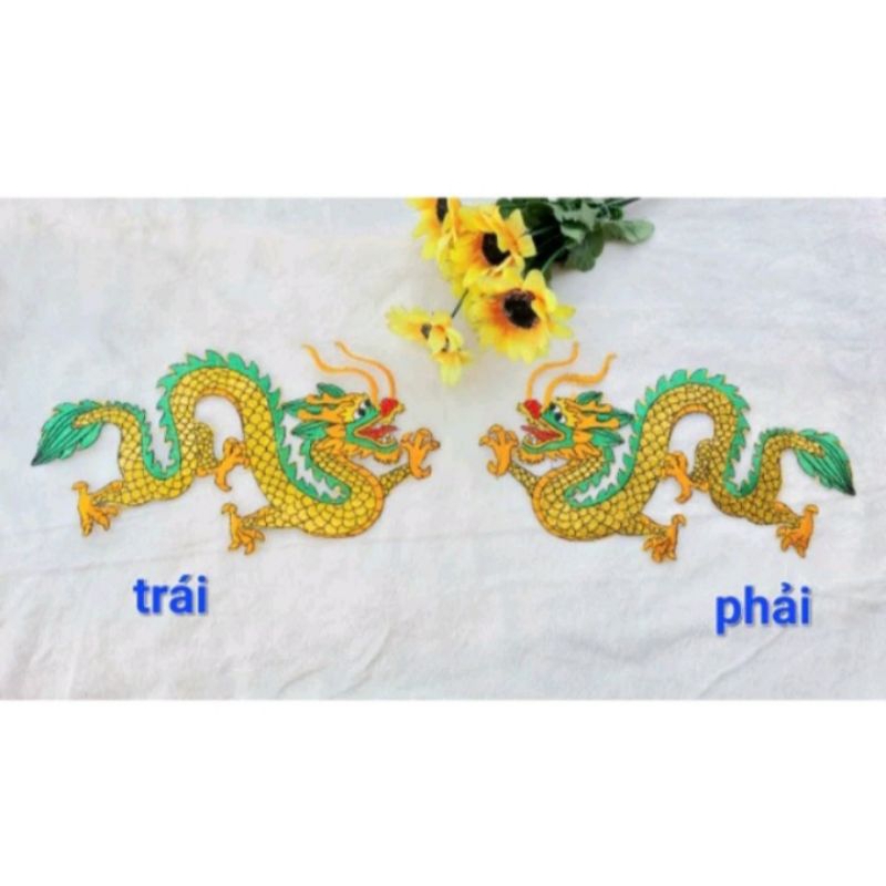 miếng thêu hình rồng xanh ủi nhiệt lấp lánh