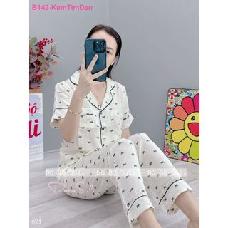 Bộ dài pijama lụa mango b142 b133 - đồ bộ suli