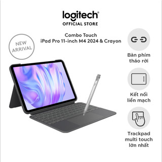 Bao da kèm bàn phím Logitech Combo Touch cho iPad Pro 11 inch (M4) (2024) & Bút cảm ứng Logitech Crayon